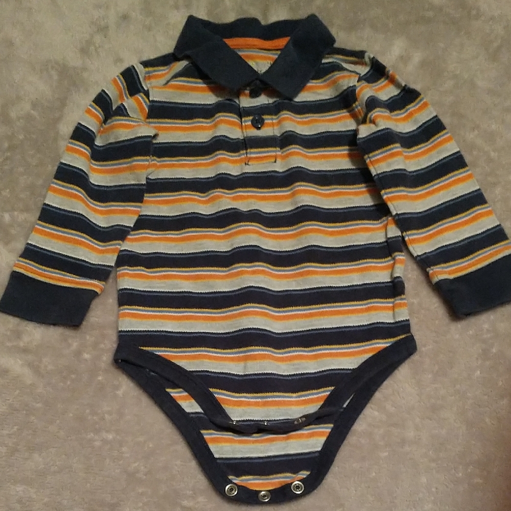 jumping beans Navy, Gray & Yellow Striped Polo One-Piece